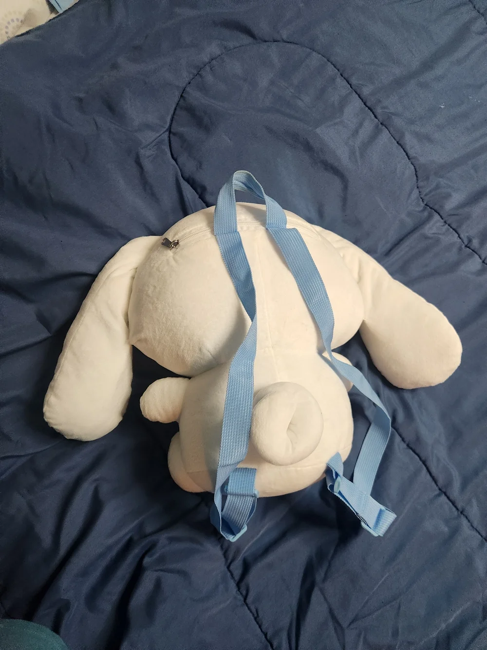 Cinnamoroll Style Plush Backpack- White with Blue Accents